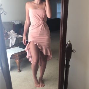 Hello molly “night shine midi dress” in blush